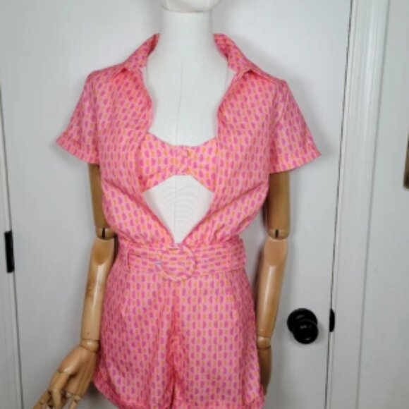 Hello Molly Sunny Babe Pink Retro Beach Romper Size 2 - Picture 1 of 6
